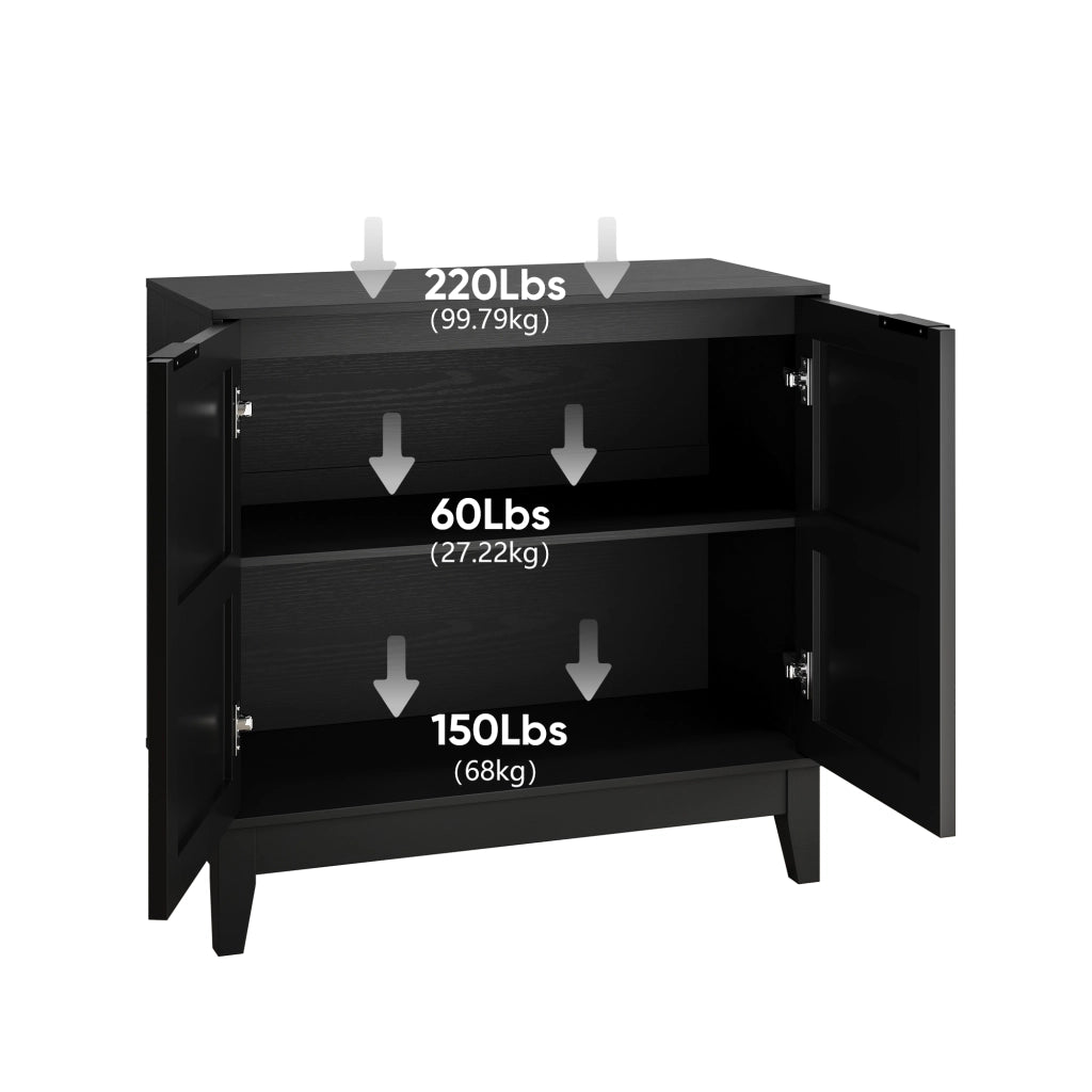 Credenza Vintage con 2 Ante e Ripiani ¨C MINIMAL ¨C Legno, 80 cm