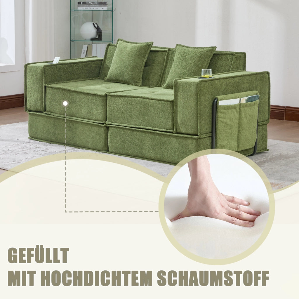 Divano Letto 2 Posti con Pouf e Contenitore ¨C MINIMAL ¨C Tessuto