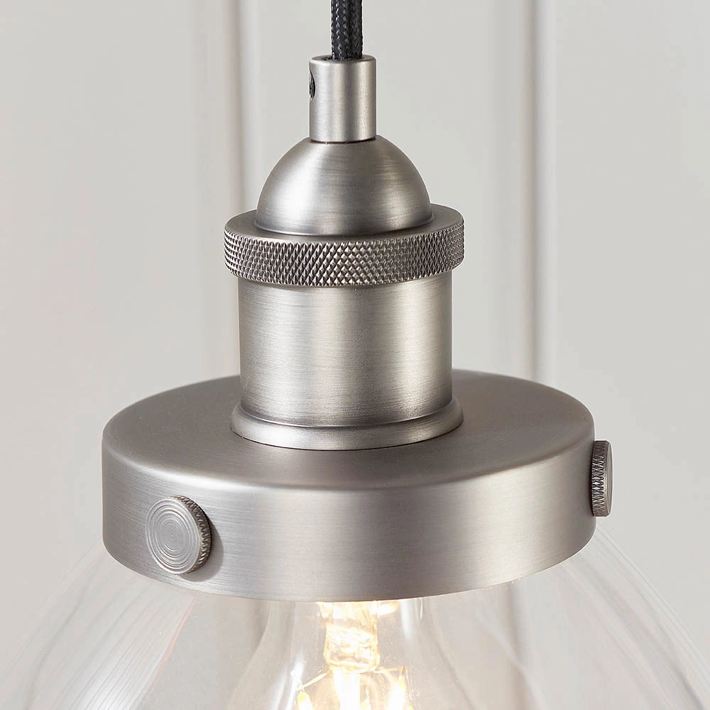 Lampada a sospensione vintage vetro argento spazzolato E27 Endon