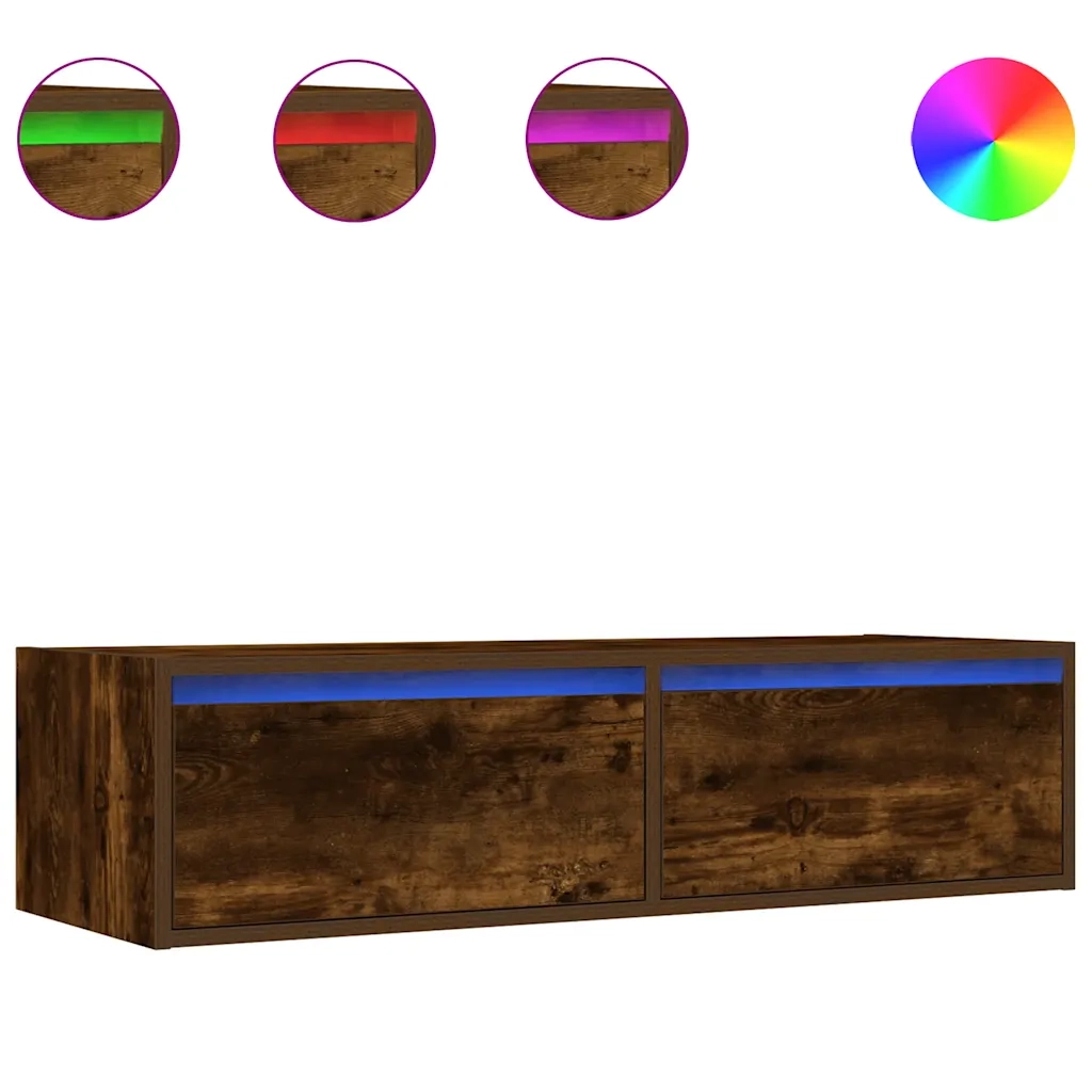 Mobile Porta TV con Luci LED-Mobile per TV-Credenza TV Rovere Fumo 100X35,5x25 cm