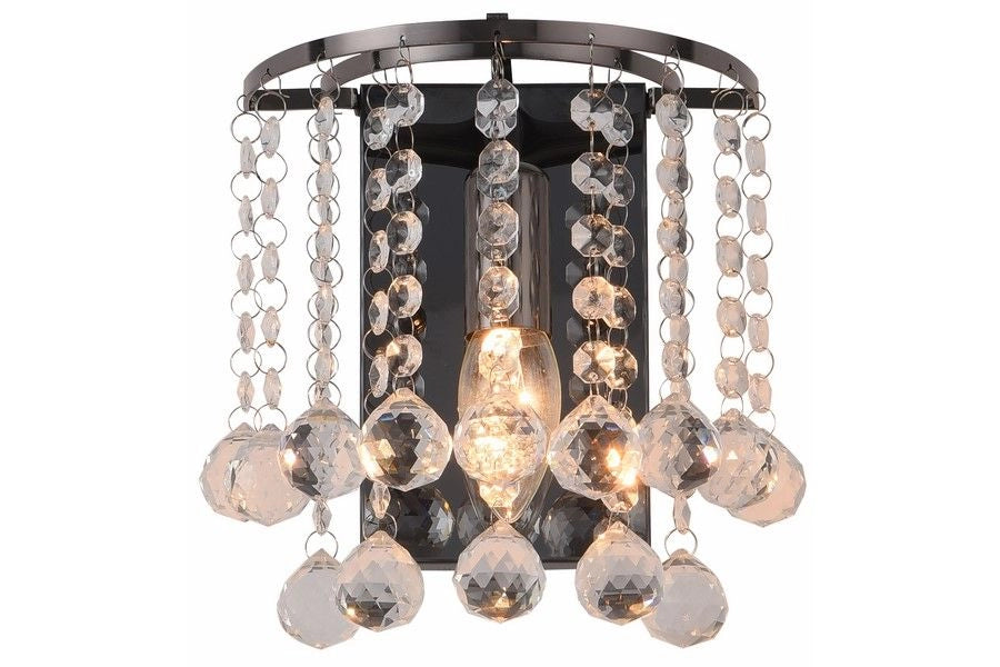 Applique glamour London Crystal nera con cristalli E14