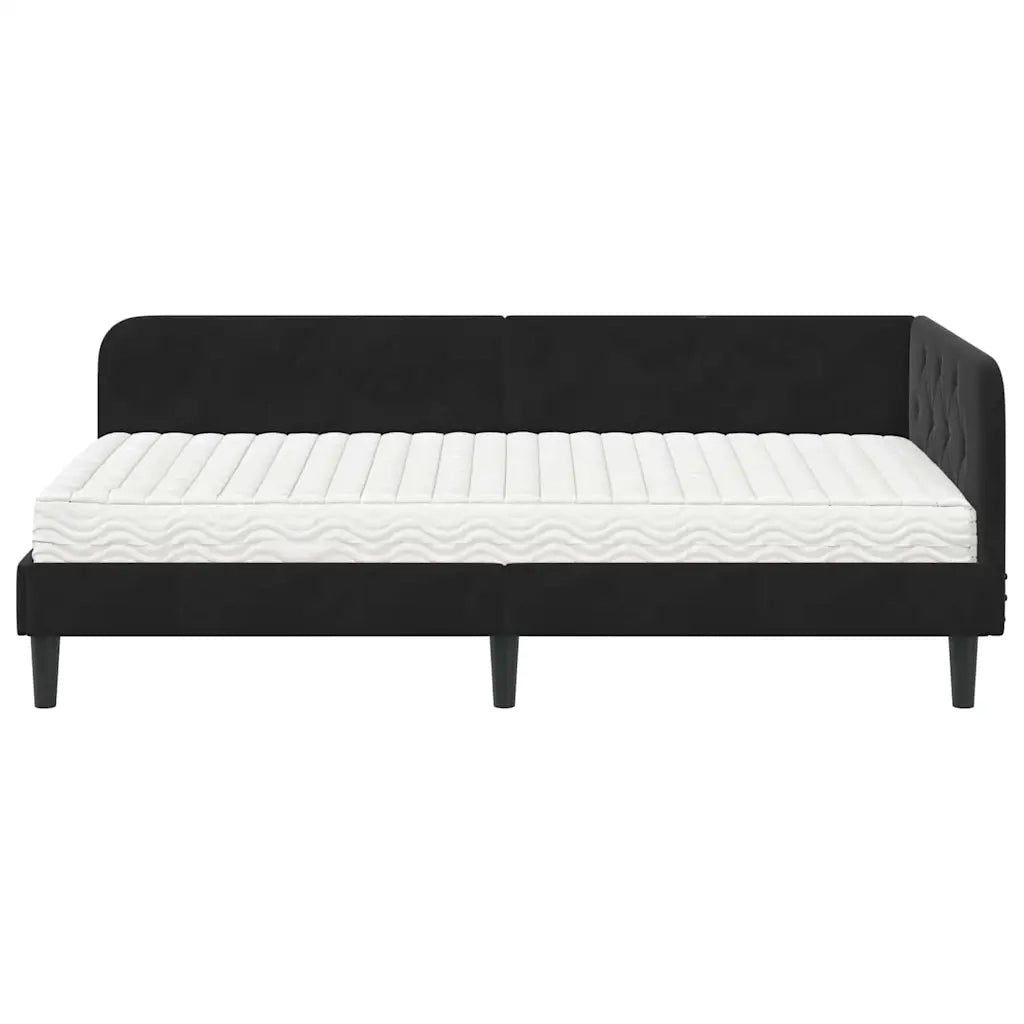 Cornice del letto ad angolo Nero 90 x 190 cm Velluto