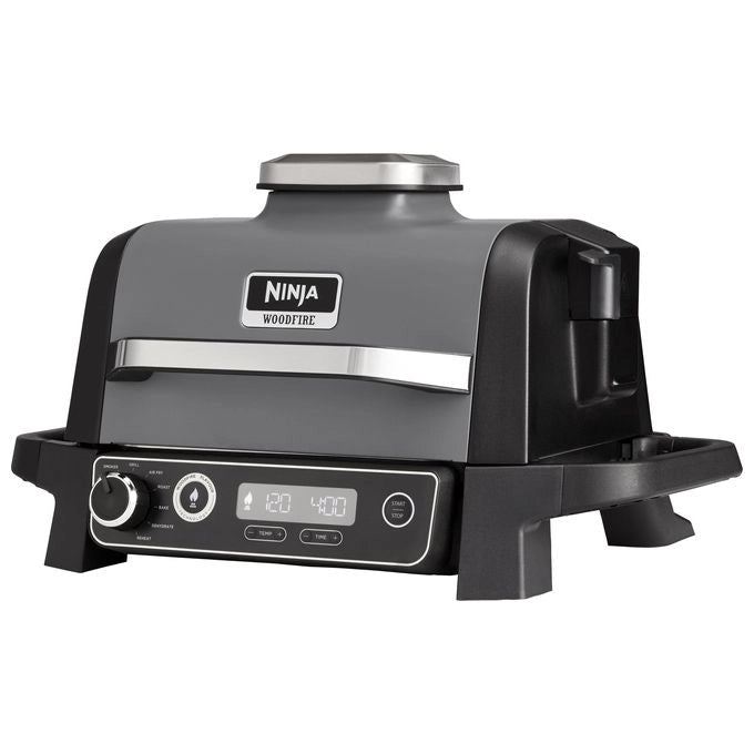 Ninja OG701EU Woodfire Barbecue Elettrico Affumicatore e Friggitrice ad Aria 7 in 1 2400 W colore Grigio Nero