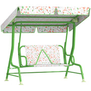 Dondolo per Bambini a 2 Posti con Tettuccio ¨C Xylo ¨C Verde, 112x75x120 cm