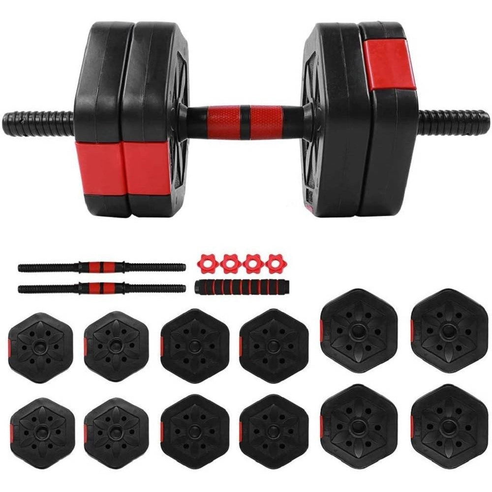 Trade Shop - Set Manubri Bilanciere Con Biella Regolabili 25kg Allenamento Corpo Palestra Casa -