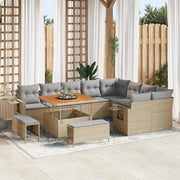 Set Divano da Giardino 12 pcs Beige e Grigio Chiaro polyrattan 3363727