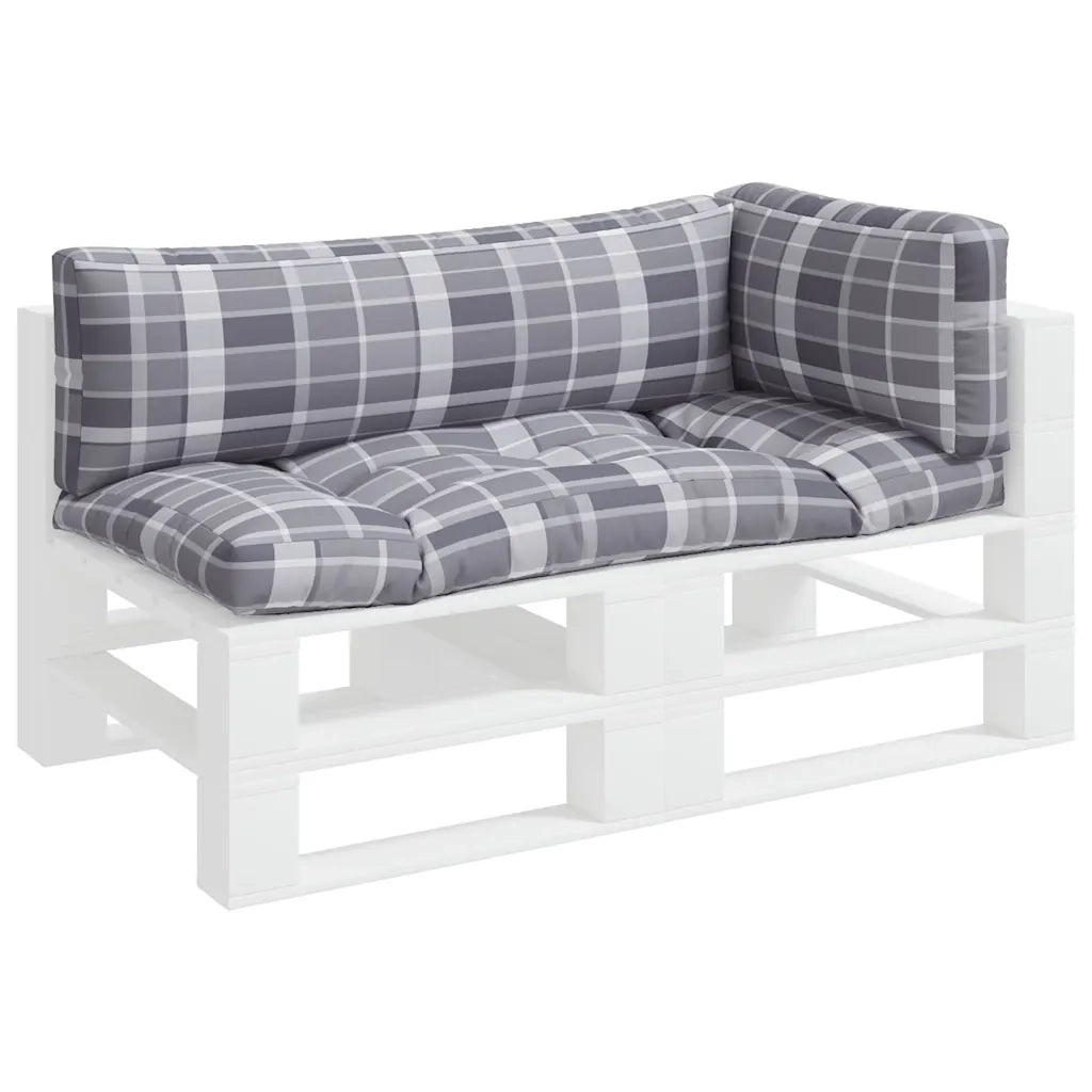 Cuscini per Pallet 3 pz a Quadri Grigi in Tessuto 360958