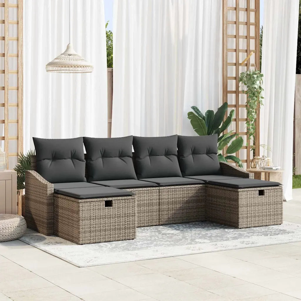 Set Divano da Giardino con cuscino 6 pcs polyrattan