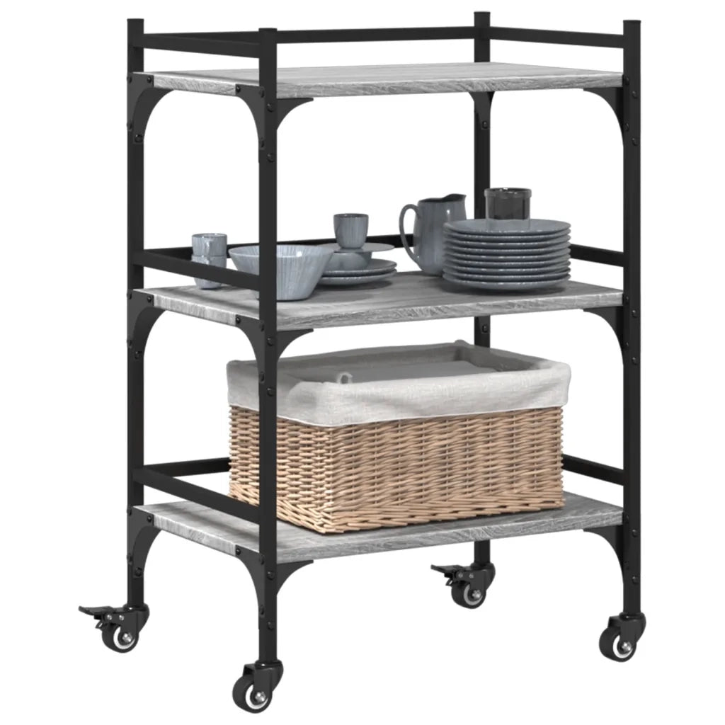 Carrello da Cucina Grigio Sonoma 50x35x75,5cm Legno Multistrato CFW6002987
