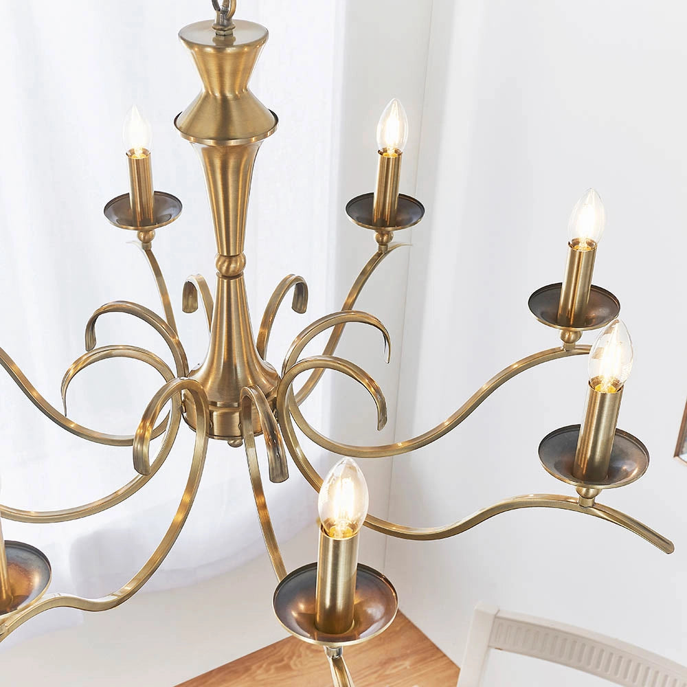 Lampadario a sospensione Kora ottone antico 8xE14 Endon