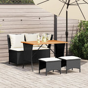 Set da Pranzo da Giardino 4 pz con Cuscini Nero in Polyrattan 4104131