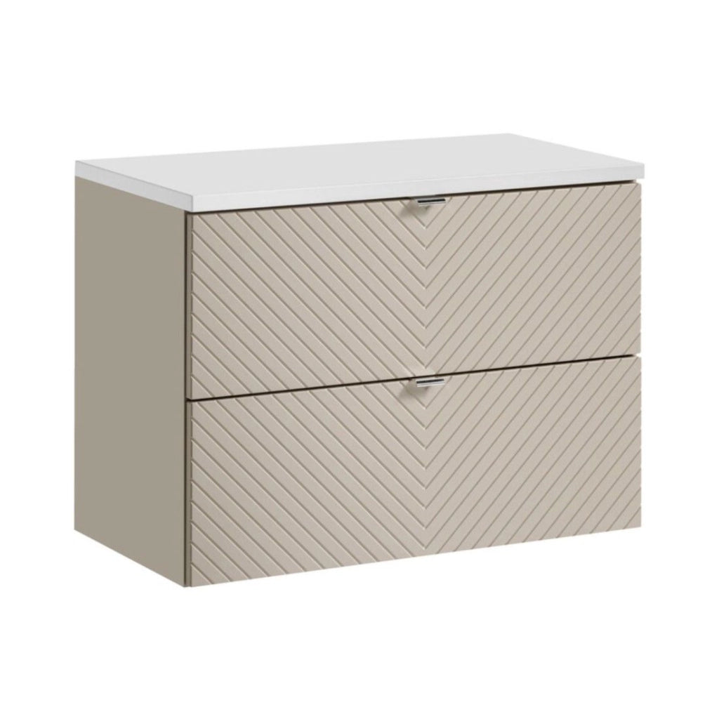 Set da bagno AOKI: mobile sottolavabo con cassetti 80cm + piano lavabo bianco