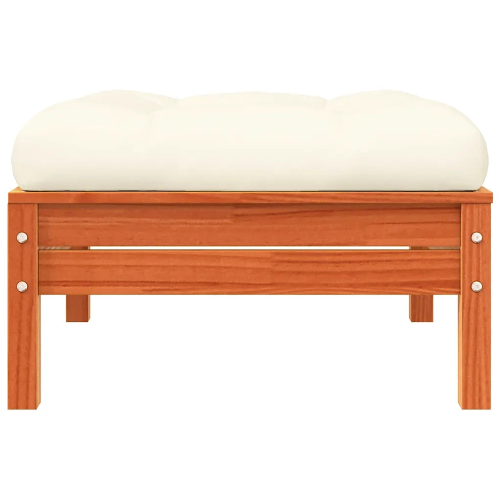 Poggiapiedi da Giardino con Cuscino Marrone Cera Massello Pino CFW8999166