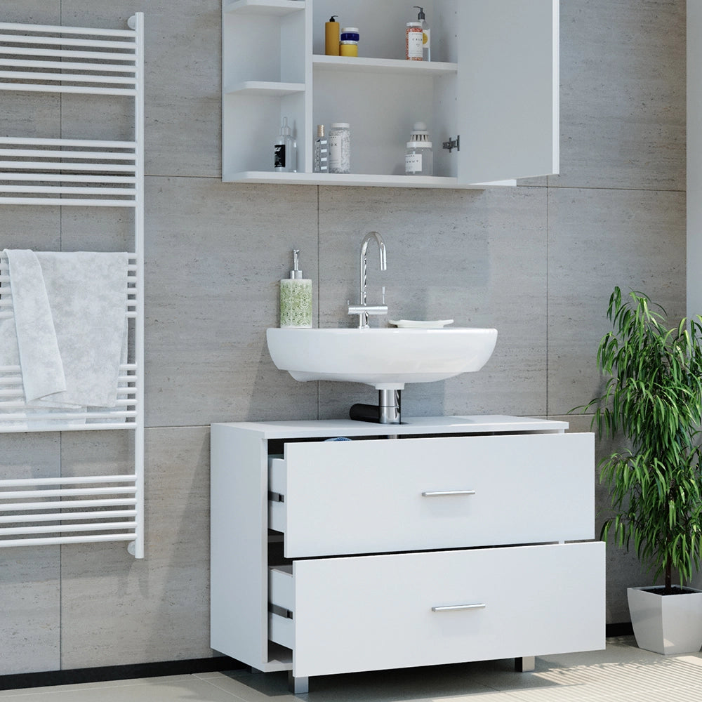 Vicco Set mobili bagno Bianco 2 parti, mobile base 80 cm