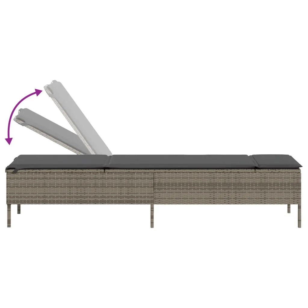 Lettini Prendisole 2 pz con Cuscini Grigio in Polyrattan 3261589