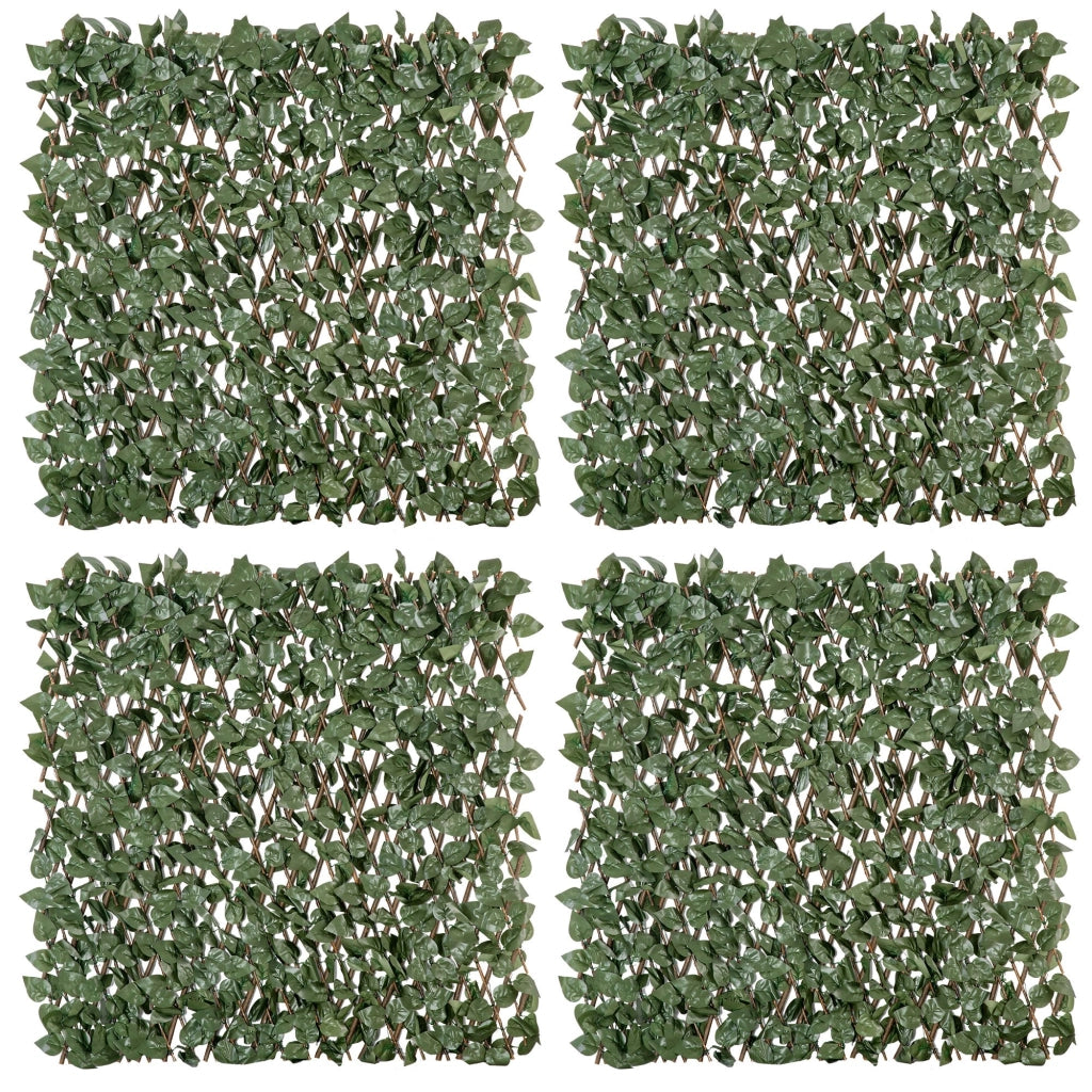 Set 4 Siepi Artificiali Edera Estendibile ¨C Zephmum ¨C Verde 200x100 cm