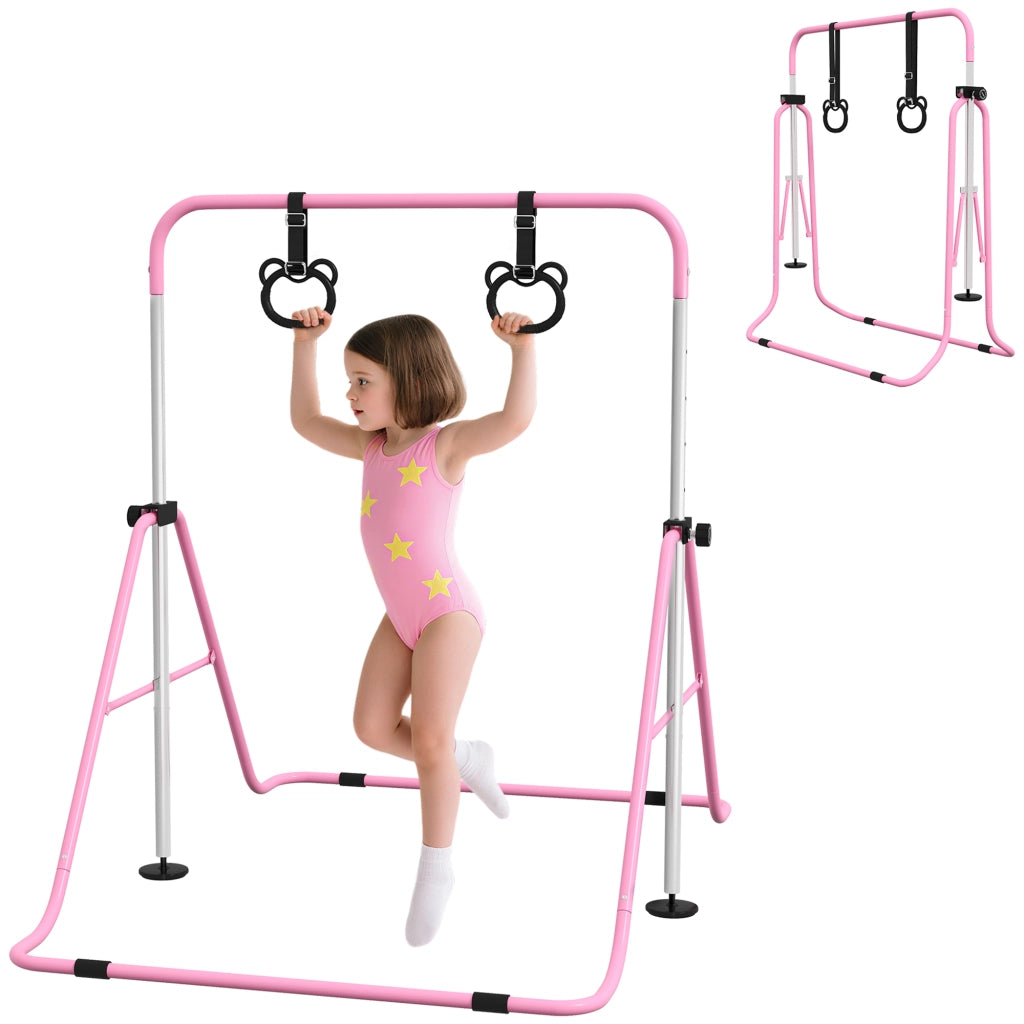 Sbarra Ginnastica per Bambini Regolabile in Altezza con Anelli ¨C Minimal ¨C Rosa