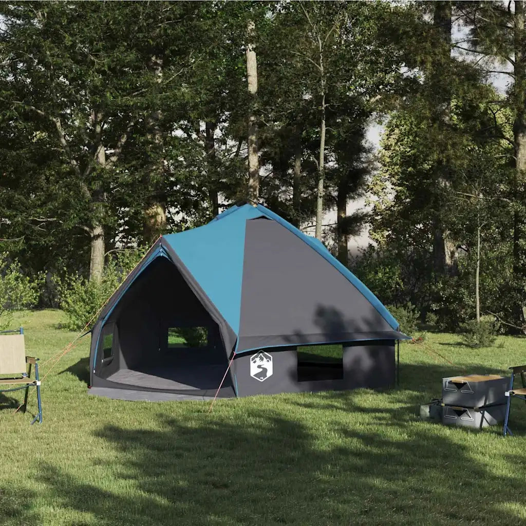 Tenda a struttura a piramide per 6 persone-Tenda da campeggio Blu e Grigio