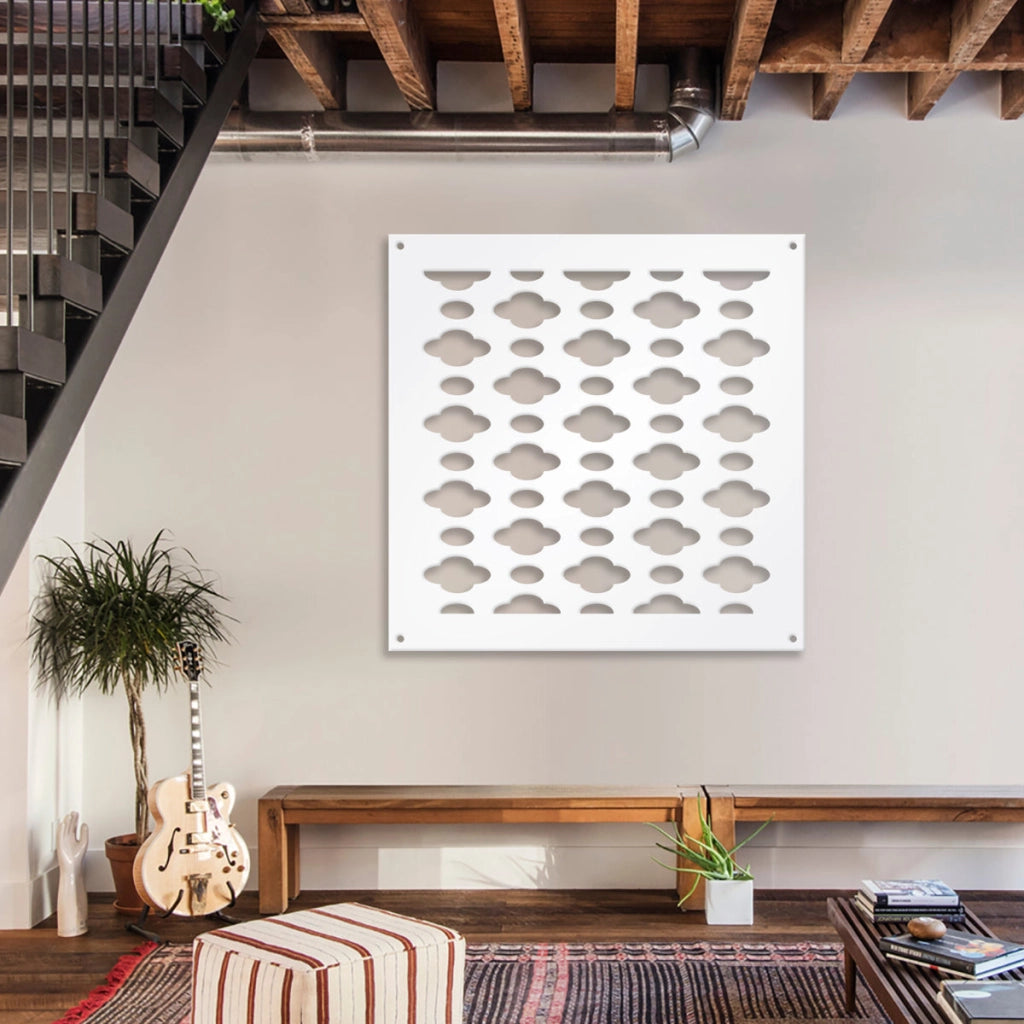 CLOUDS - Pannello in PVC traforato - Parasole Misura: 73x73 cm, Colore: bianco