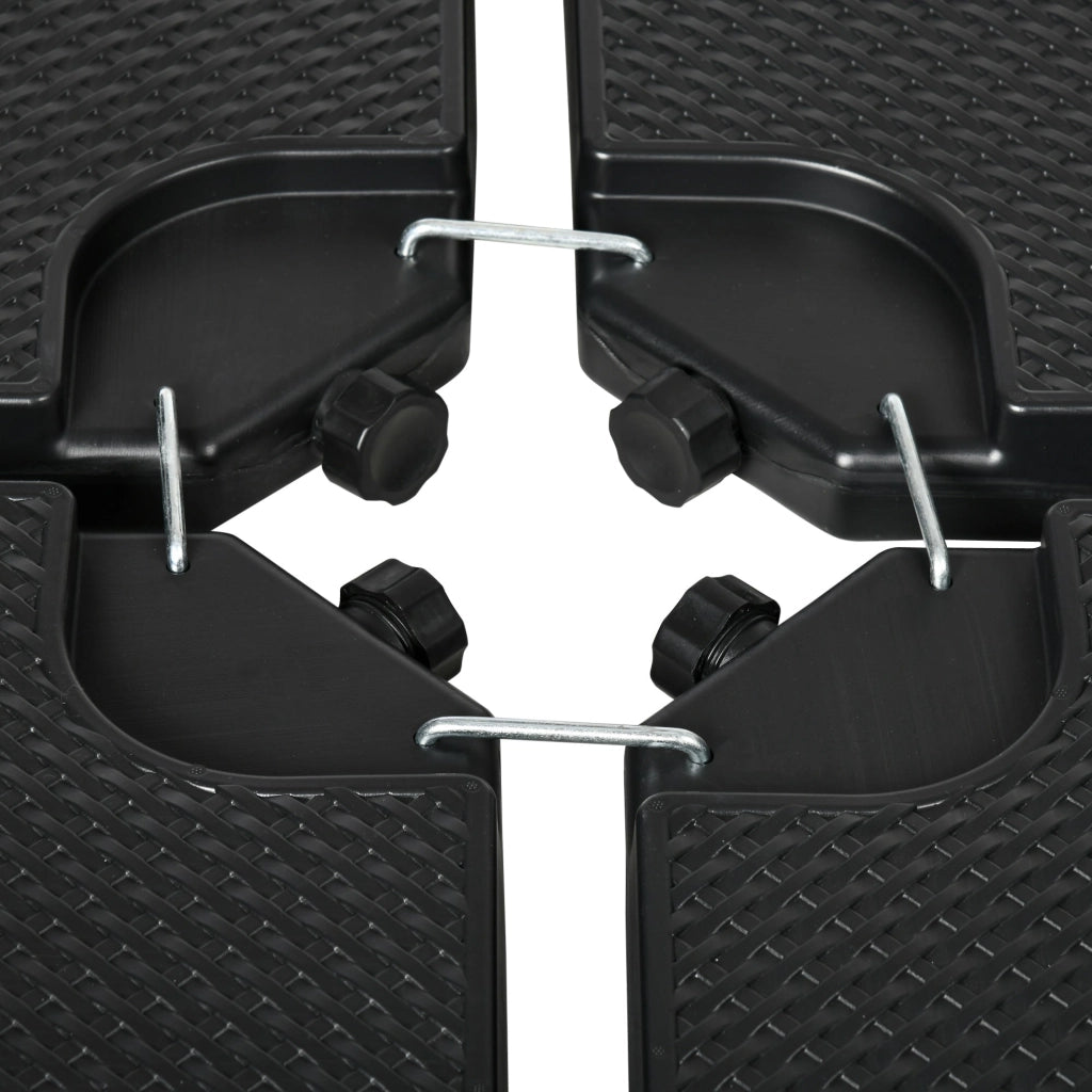 Base per Ombrellone 99,7x99,7x8,3 cm set 4 Pezzi Impilabili in HDPE Nero