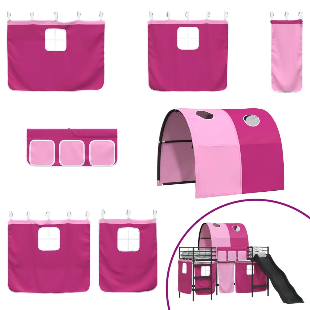 Struttura del letto loft per bambini-Giroletto per bambini Nero e rosa 100 x 190 cm 747677