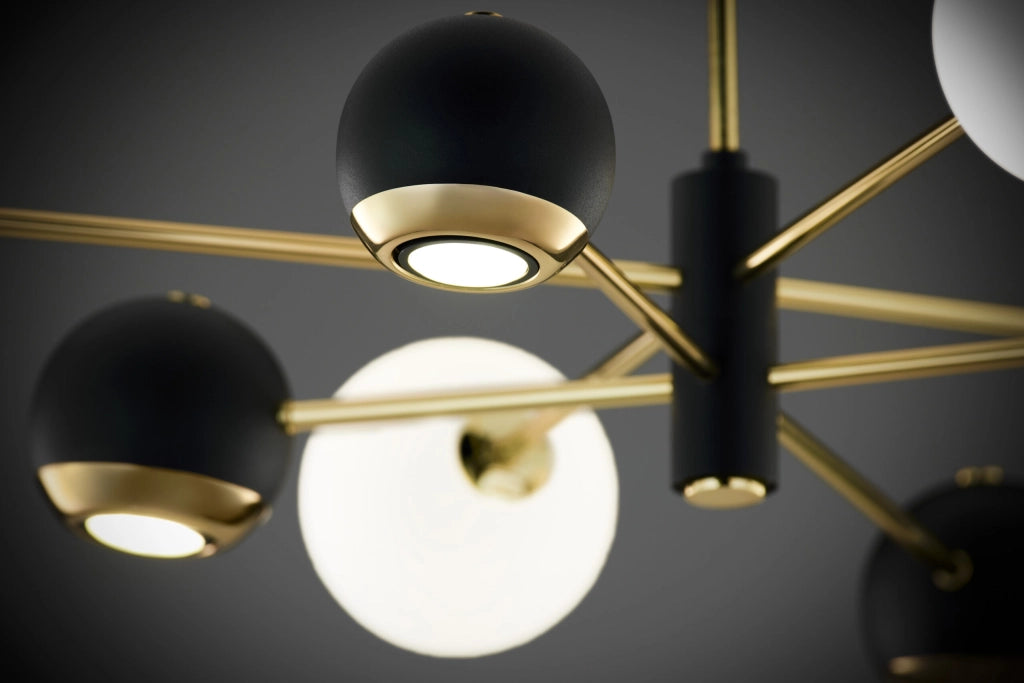 Lampada a sospensione MOKA Jupiter oro/nero 8 luci G9+GU10