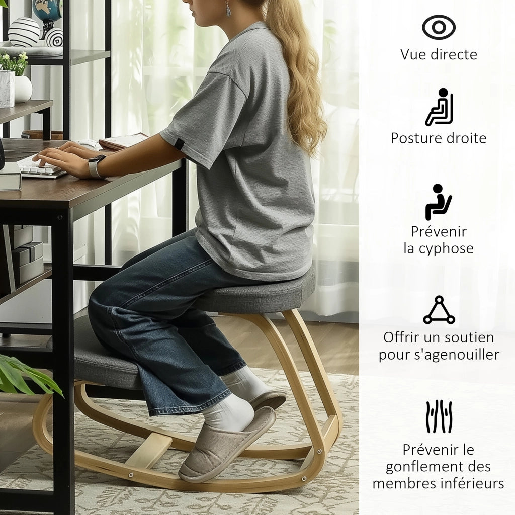 Sedia ergonomica a ginocchia ¨C Minimal ¨C Grigia in legno