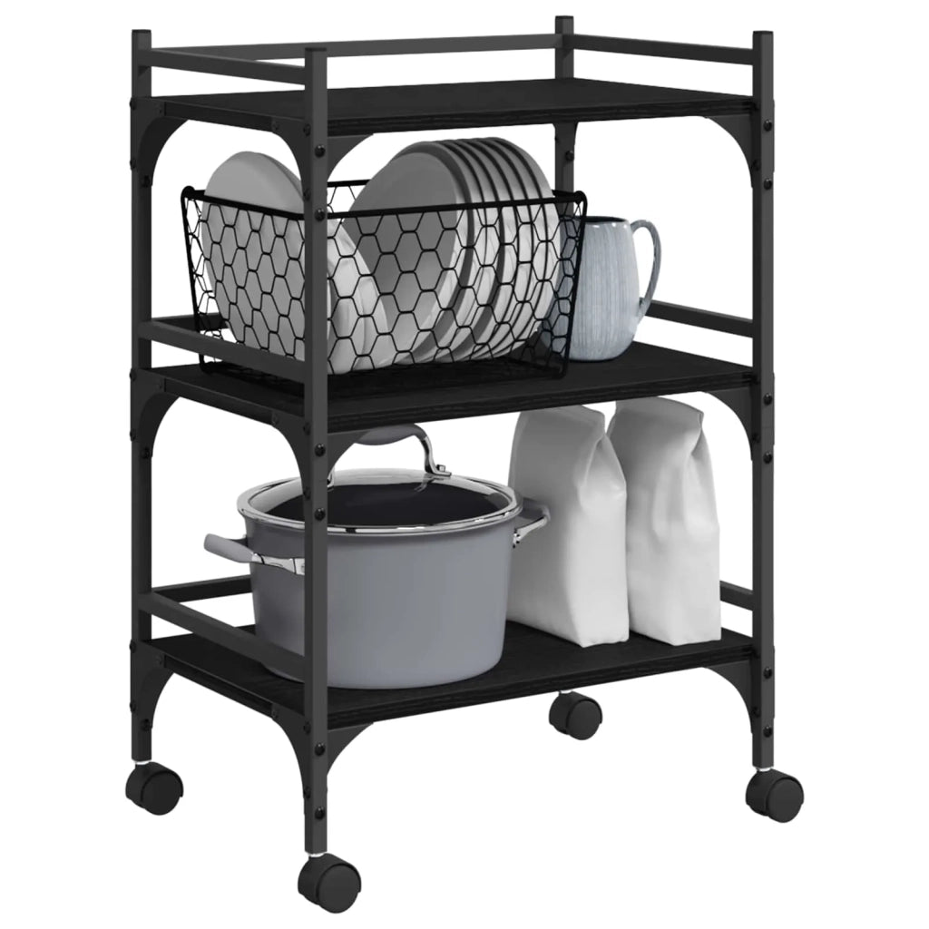 Carrello da Cucina Rovere Nero 50 x 35 x 75.5 cm 883017