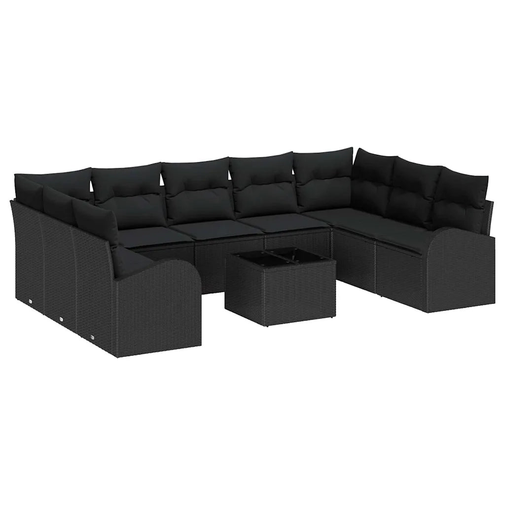 Set di divani con cuscino 10 pcs Nero Rattan in Polipropilene 3346213