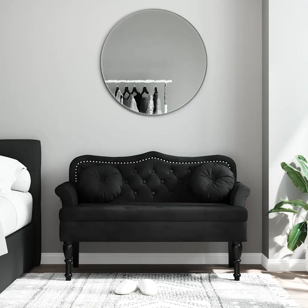 Panca con Cuscini-Sgabello-Divano Nera 120,5x65x75 cm Velluto