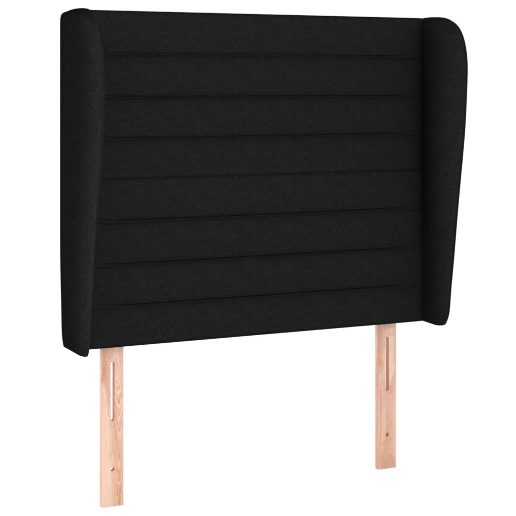 Testiera ad Orecchio-Testata con Orecchie Nera 93x23x118/128 cm in Tessuto 710398