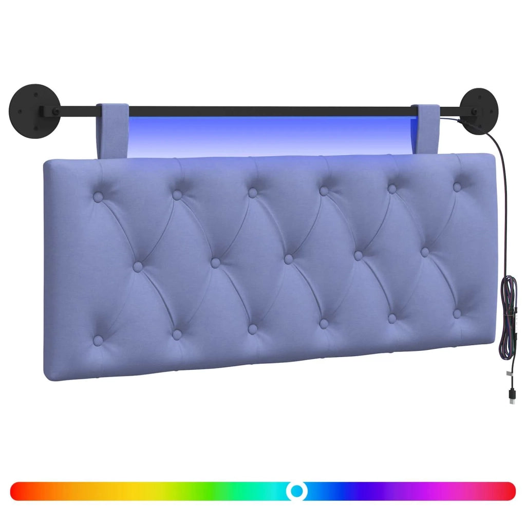 Testiera sospesa Con luce LED Blu jeans Tessuto 3424580