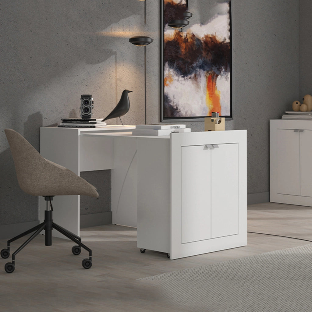 Keylon, Scrivania 2 Ripiani, 72x47x79h cm Bianco Opaco