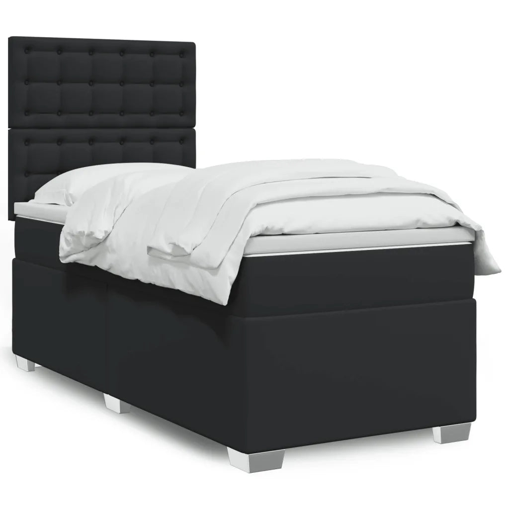 Giroletto a Molle con Materasso Nero 100x200 cm in Similpelle