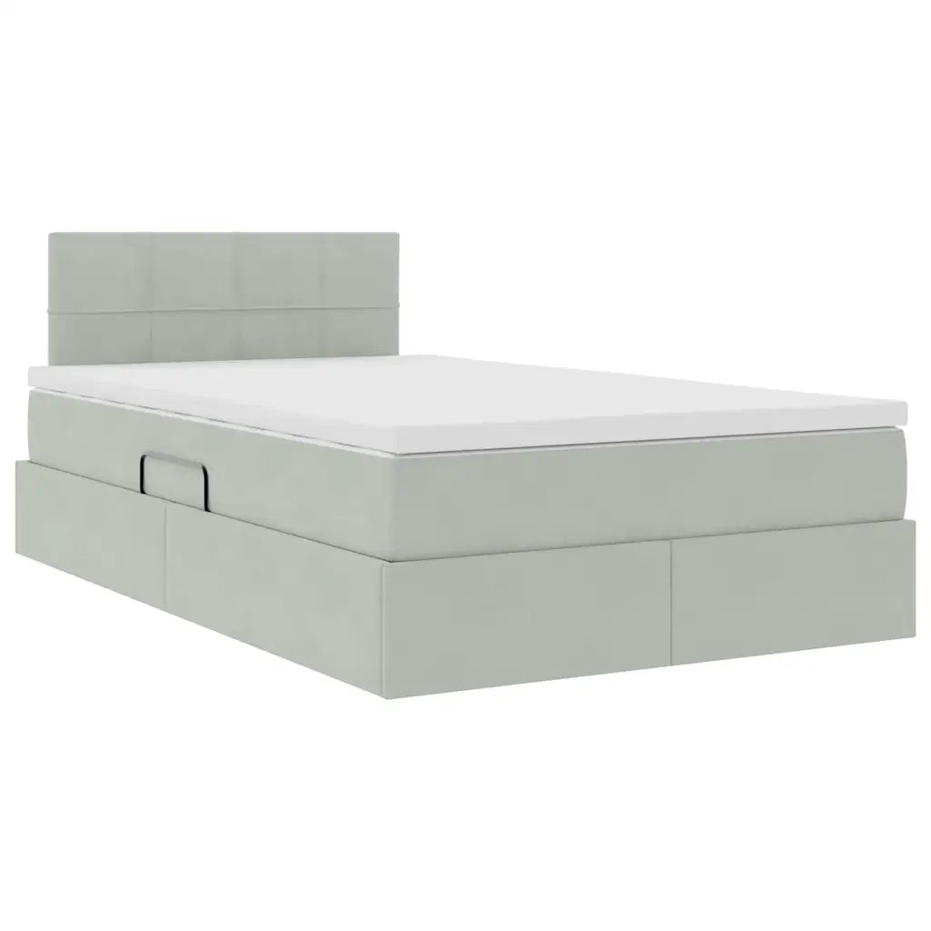 Letto con Contenitore Grigio chiaro 120 x 190 cm Velluto