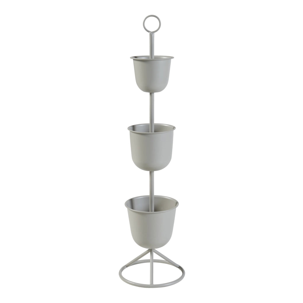 Stand Portapiante Alphen con 3 Vasi - Grigio chiaro [en.casa]