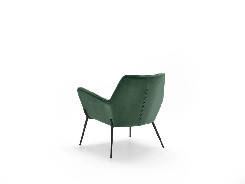 Poltrona Gin in Velluto Verde con Struttura in Metallo Nero Opaco - Design Moderno e Contemporaneo per Area Living 70x71,5x79 cm