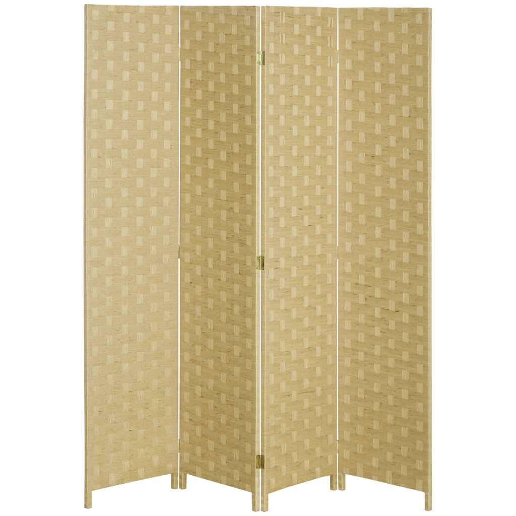 Paravento a 4 Ante Pieghevole ¨C Minimal ¨C Legno Marrone 170 cm