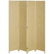 Paravento a 4 Ante Pieghevole ¨C Minimal ¨C Legno Marrone 170 cm