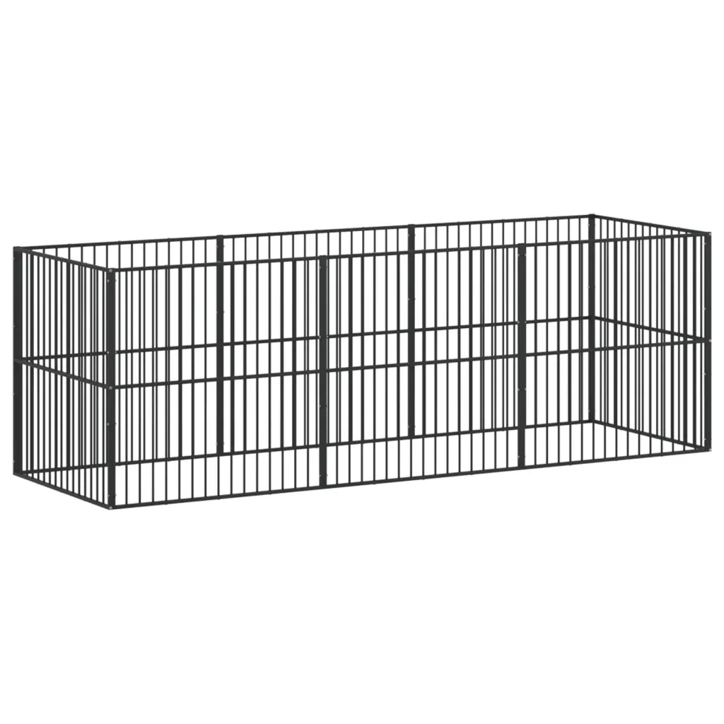 Box per Cani 8 Pannelli Nero Acciaio Zincato