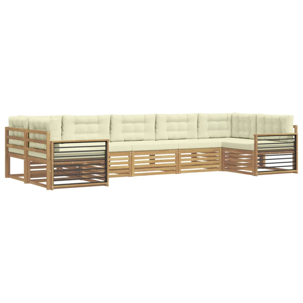 Set di divani da esterno 7 pz Bianco e Crema 3391095