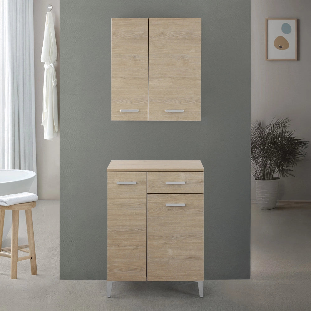 Base multiuso 60x34 cm rovere dolomite con 2 ante e cassetto scorrevole Desya