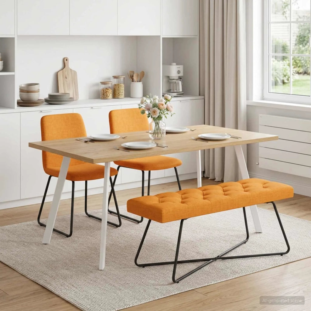 Panchina con bottoni imbottiti Giallo Scuro 110 x 40 x 46 cm 42038380