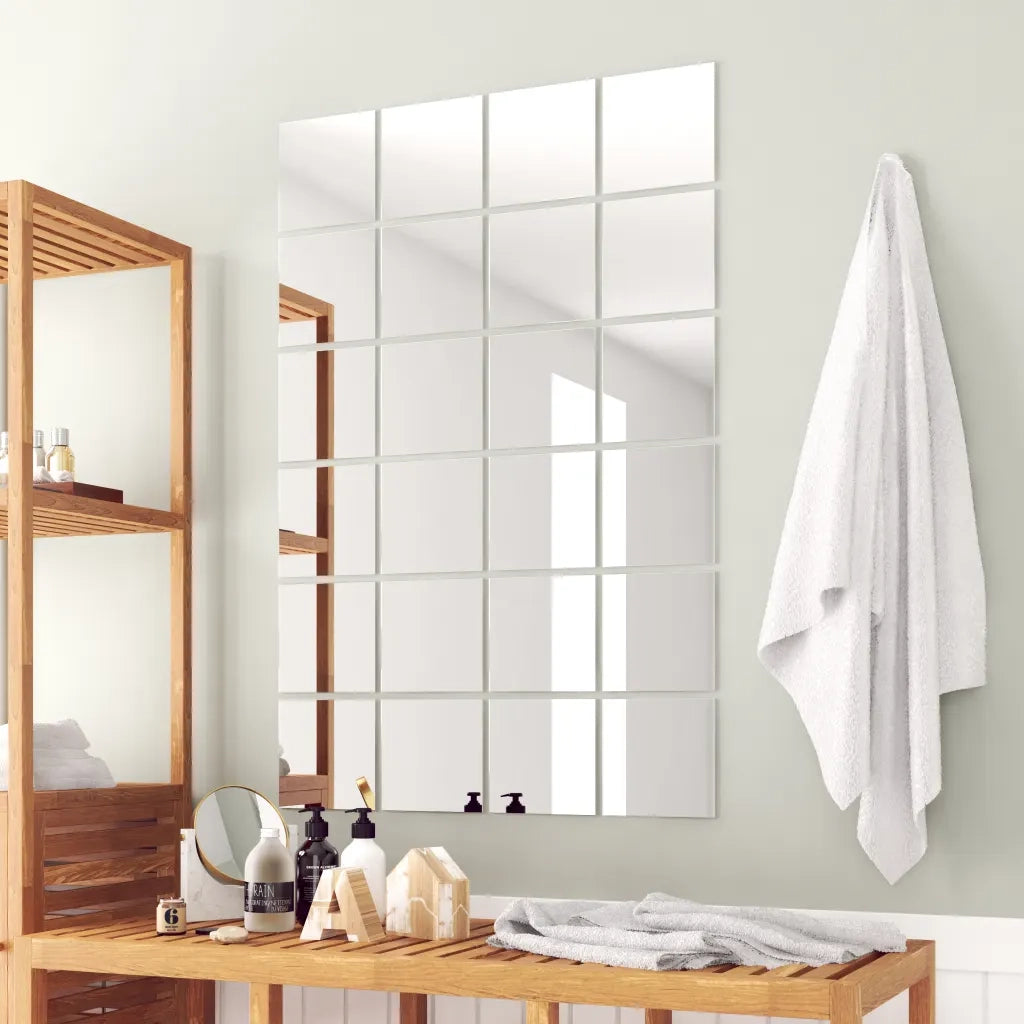 24 Pz Piastrelle a Specchio Quadrate in Vetro 244462