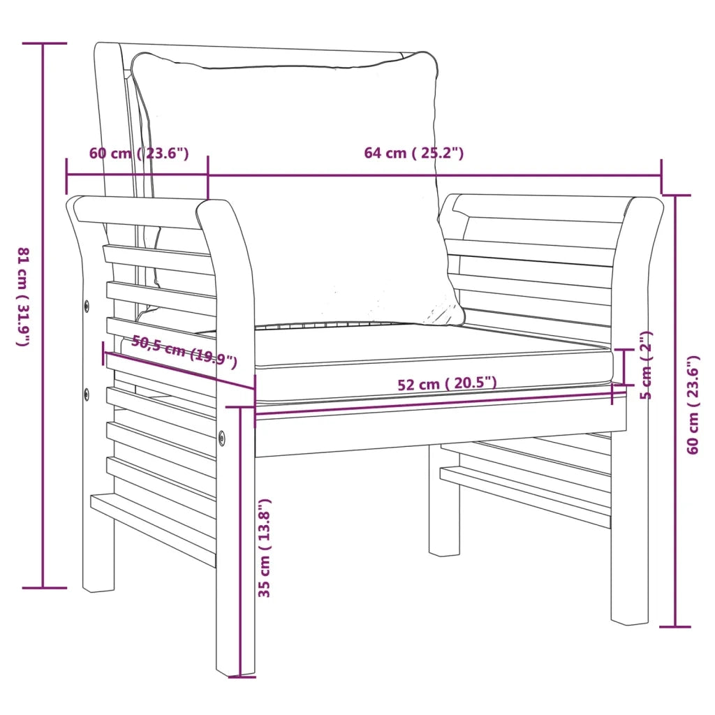 Set Salotto da Giardino 5 pz con Cuscini Legno Massello Acacia 3058097