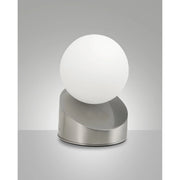 Lampada Da Tavolo Gravity Nichel Satinato Fabas 1 Luce Design Elegante Calda
