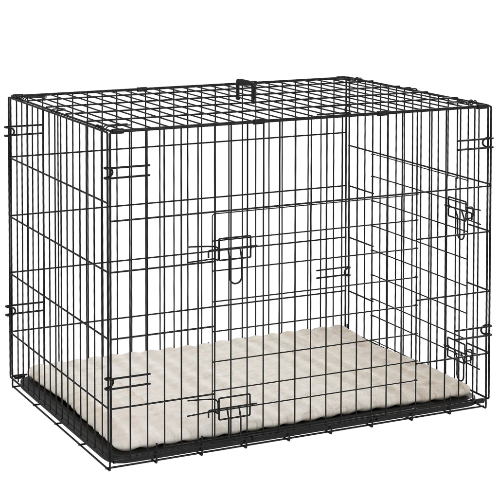 Cuccia per Cani Pieghevole con Cuscino ¨C Minimal ¨C 75x48,5x53 cm Nero e Beige