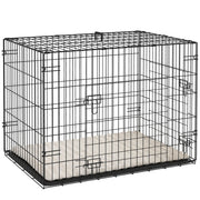 Cuccia per Cani Pieghevole con Cuscino ¨C Minimal ¨C 75x48,5x53 cm Nero e Beige