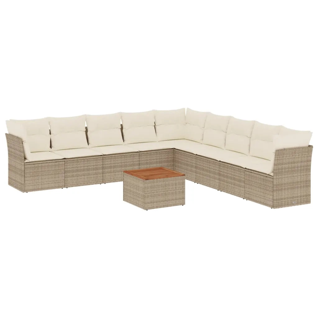 Set Divano da Giardino 10 pz con Cuscini Beige in Polyrattan 3256023