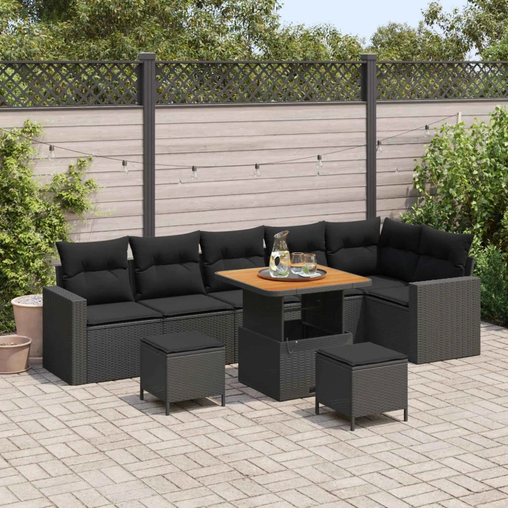 Set Divano da Giardino con cuscino 11 pcs Nero polyrattan 3363579